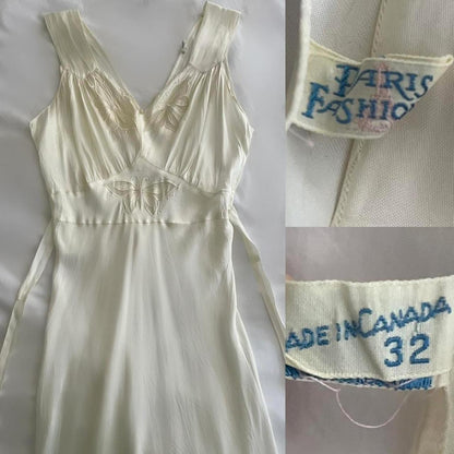 1930s/40s white butterfly honeymoon bridal bias cut lingerie gown