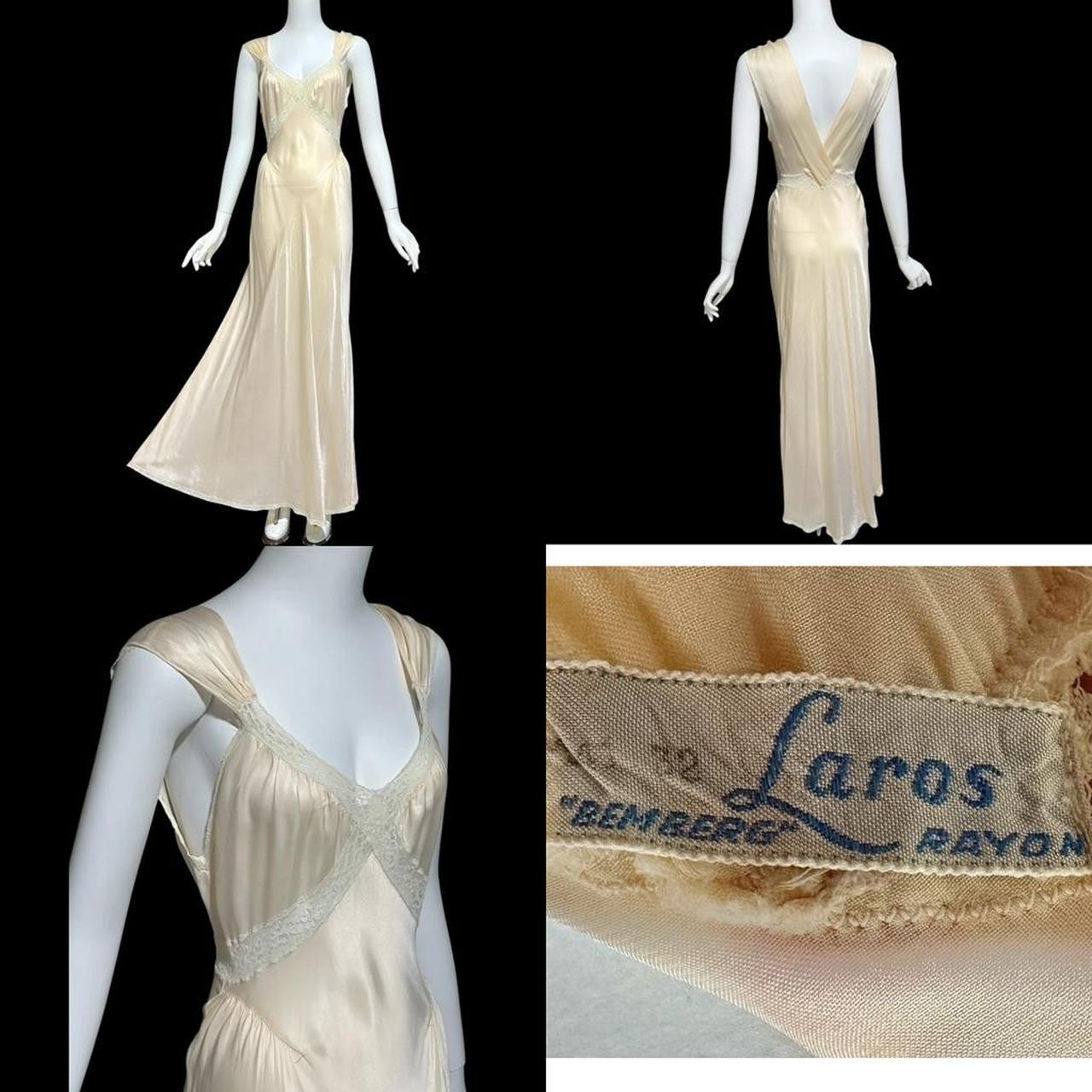 1940s vintage softest peach/apricot bias cut lingerie gown