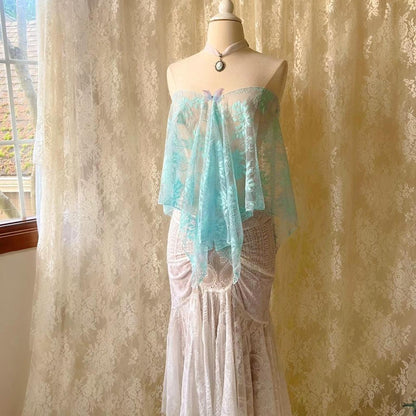Baby Blue Sparkly Lace Butterfly Poncho