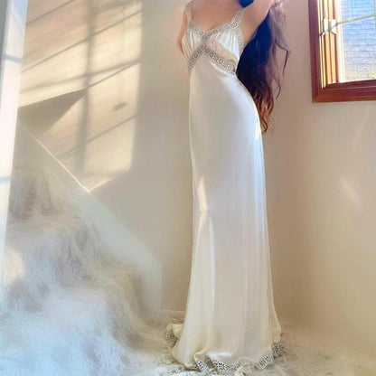 1930s Heavenly Lingerie by Fischer ecru/pale yellow bias cut honeymoon bridal lingerie gown