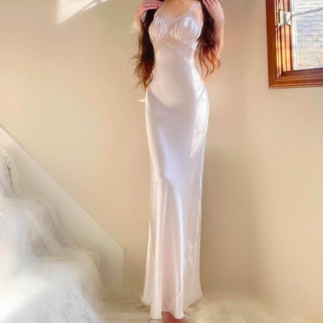 1930s pale baby pink old Hollywood glamour bias cut lingerie gown