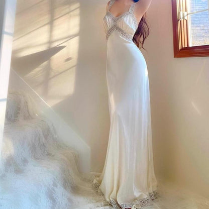 1930s Heavenly Lingerie by Fischer ecru/pale yellow bias cut honeymoon bridal lingerie gown