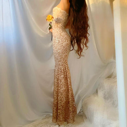 Golden Elysium Ombré Sparkly Lace Mermaid Dress...⚜️