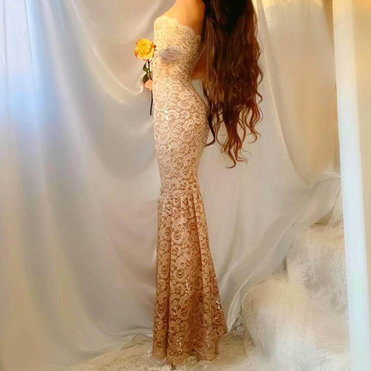 Sparkly Lace Cream/Mocha Ombre Mermaid Lingerie Dress