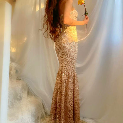 Golden Elysium Ombré Sparkly Lace Mermaid Dress...⚜️