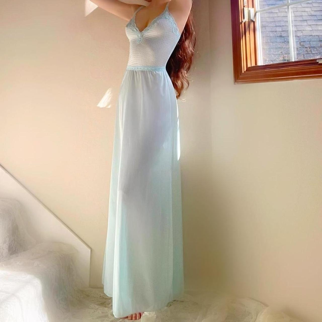 1970s vintage Vanity Fair baby blue dainty lingerie dress