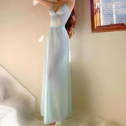 1970s vintage Vanity Fair baby blue dainty lingerie dress