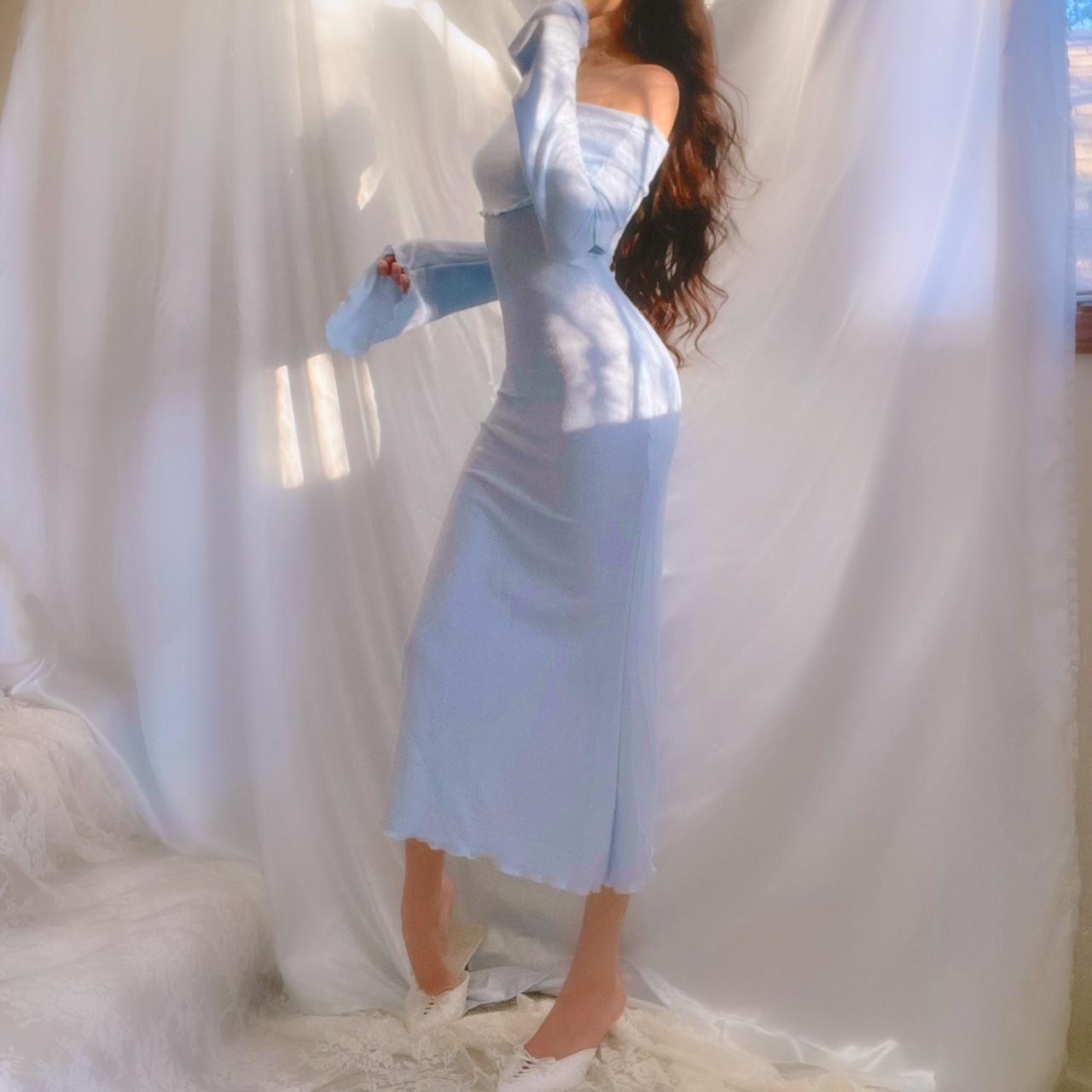 Aphrodite’s Angel Baby Blue Off the Shoulder Mermaid Midi Dress