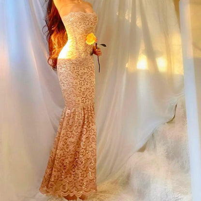 Sparkly Lace Cream/Mocha Ombre Mermaid Lingerie Dress