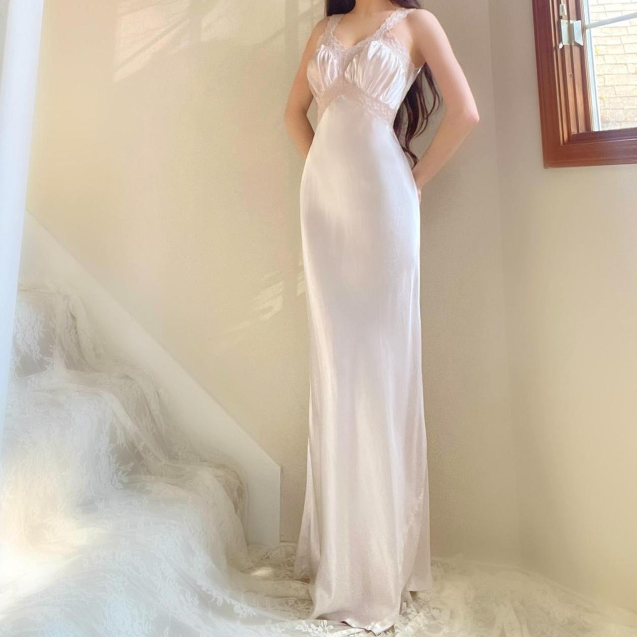 1930s antique pale pink glamorous bias cut lingerie gown