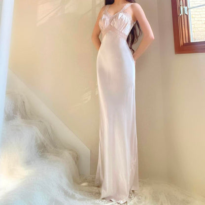 1930s antique pale pink glamorous bias cut lingerie gown
