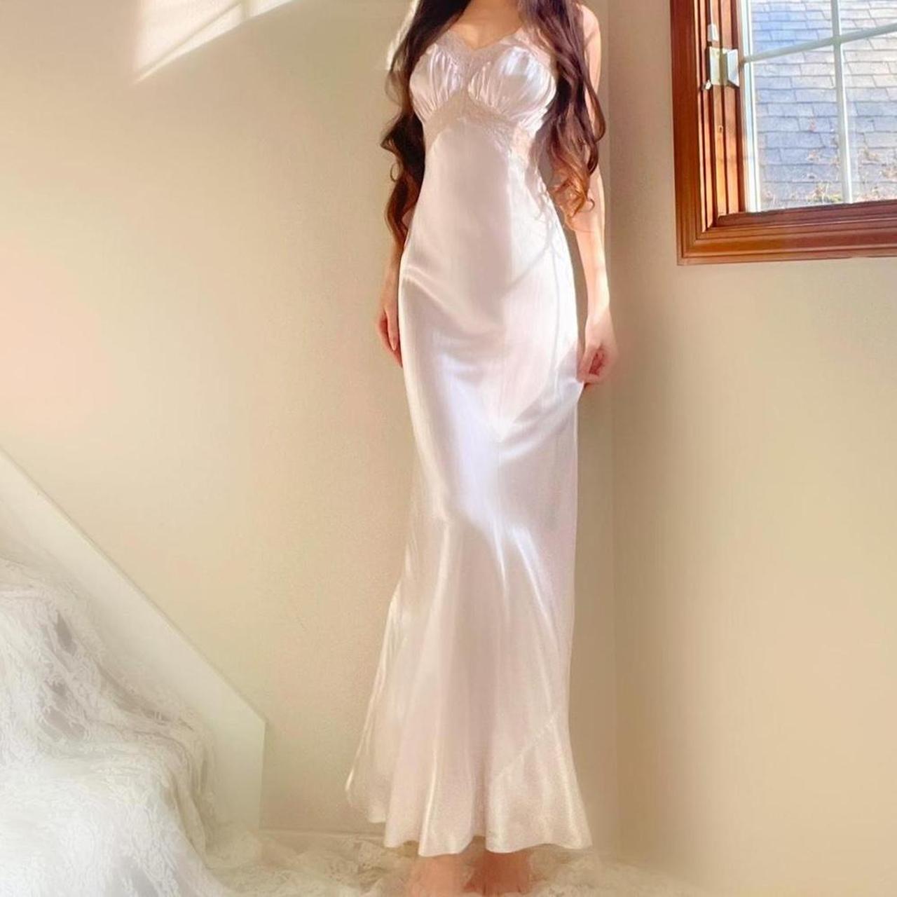 1930s pale baby pink old Hollywood glamour bias cut lingerie gown