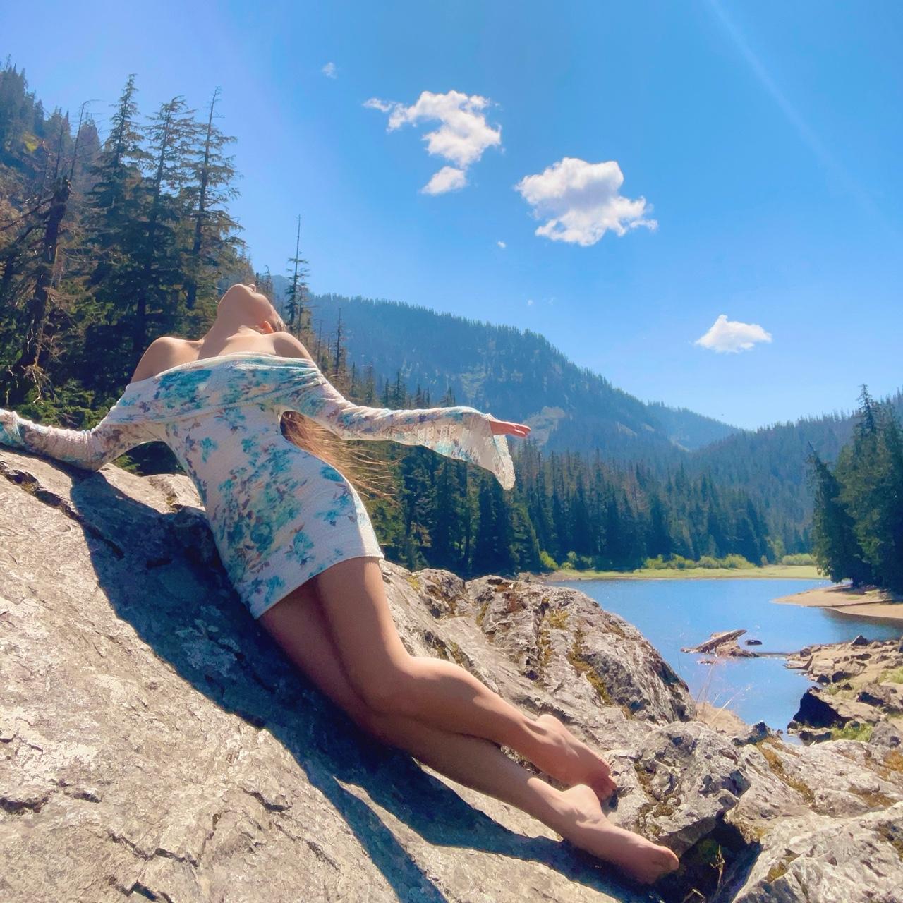 Aphrodite’s Angel White/Baby Blue Floral Off the Shoulder Angel Sleeve Mini Dress