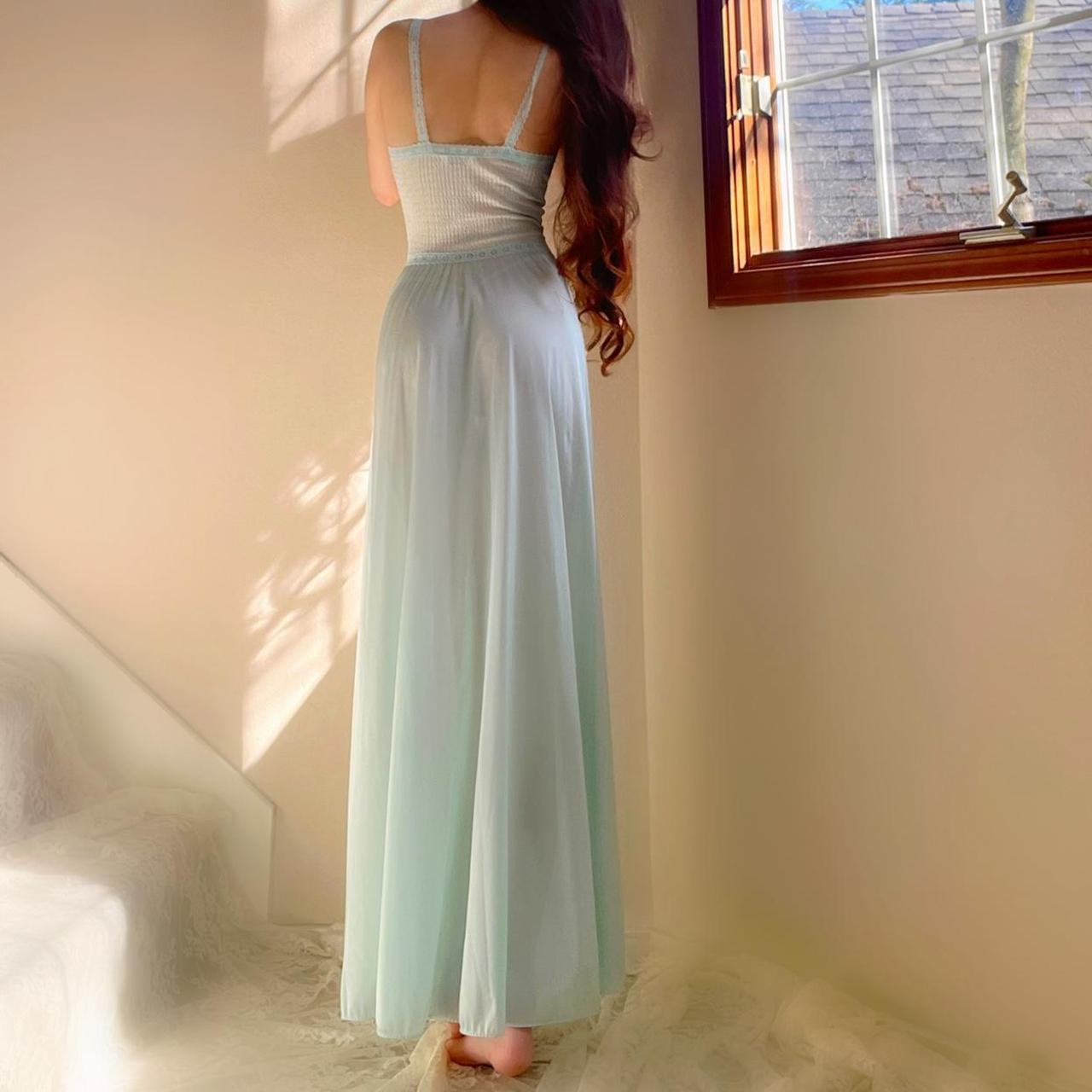 1970s Vanity Fair baby blue dainty lingerie dress