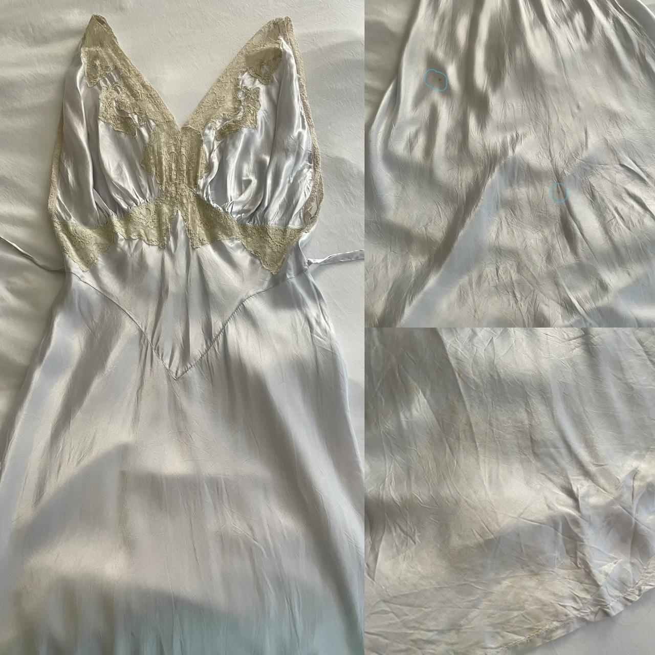 1930s antique pale blue silver old Hollywood glamour lingerie gown
