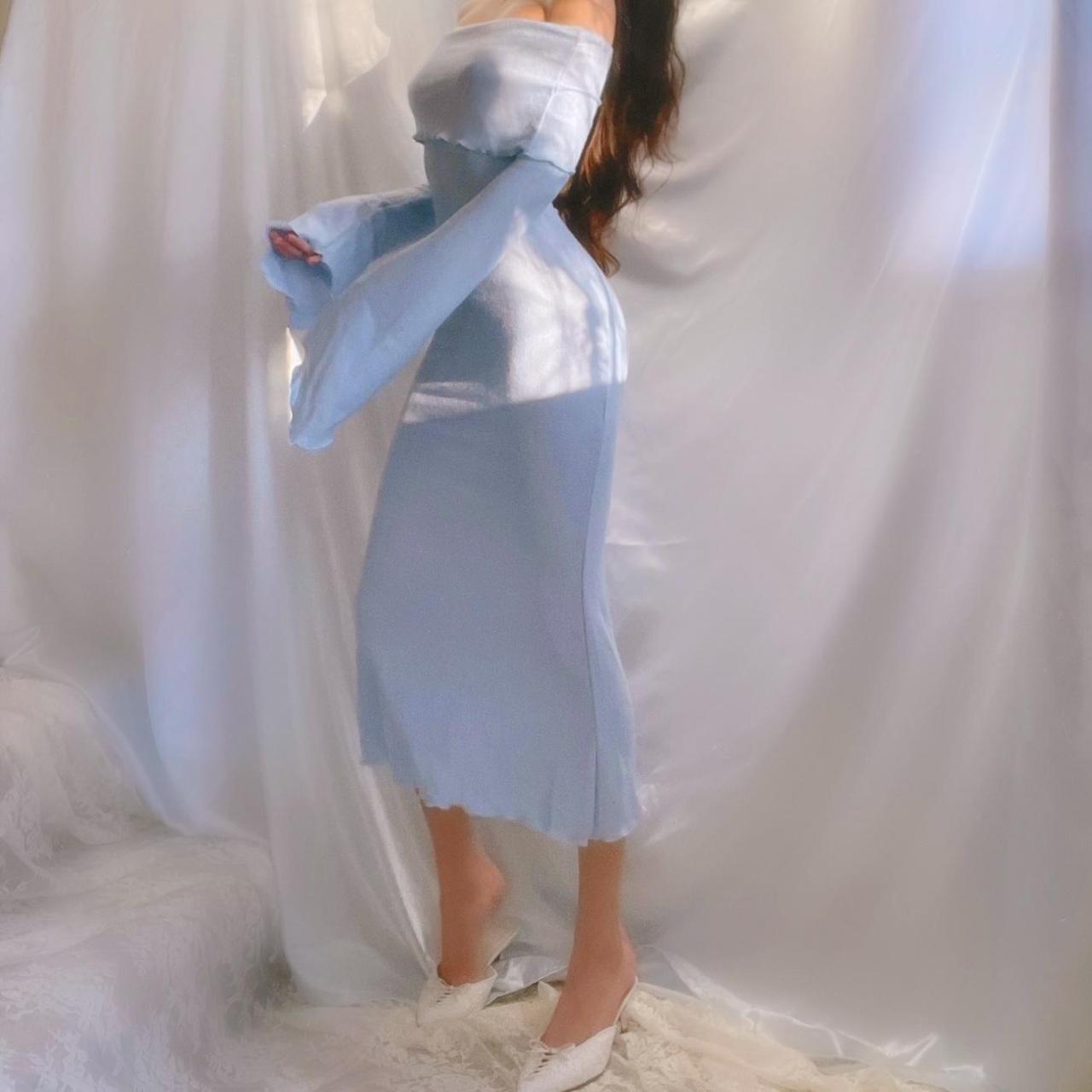 Aphrodite’s Angel Baby Blue Off the Shoulder Mermaid Midi Dress