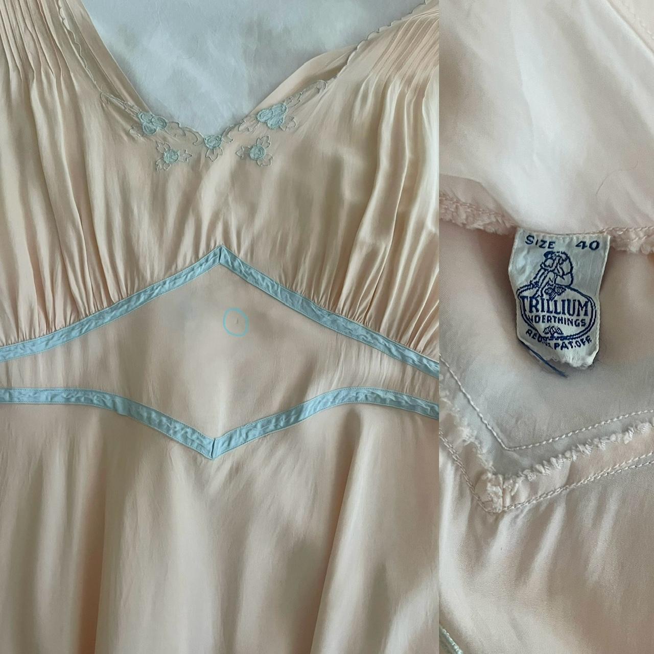 1940s pale pink/baby blue trim bias cut lingerie gown