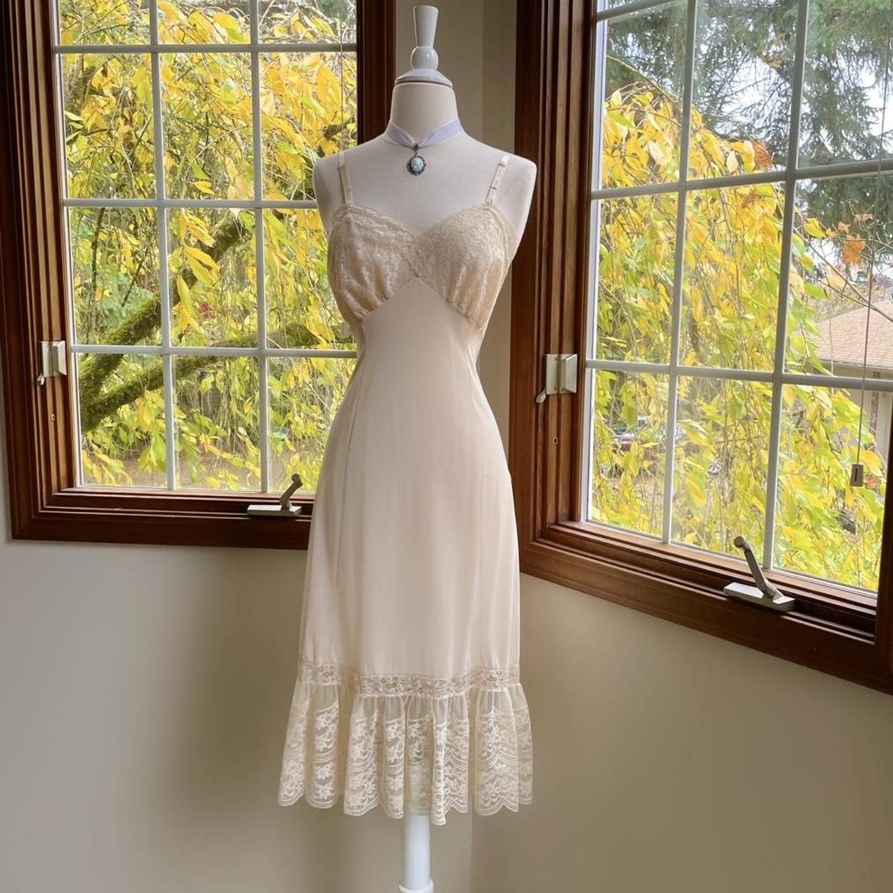 1950s vintage Van Raalte nude nylon/lace lingerie dress