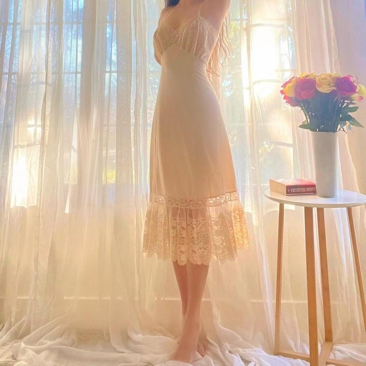 1950s vintage Van Raalte nude nylon/lace lingerie dress