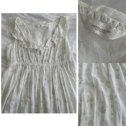 1970s Victoria’s Secret Country white floral prairie cotton ruffled nightgown