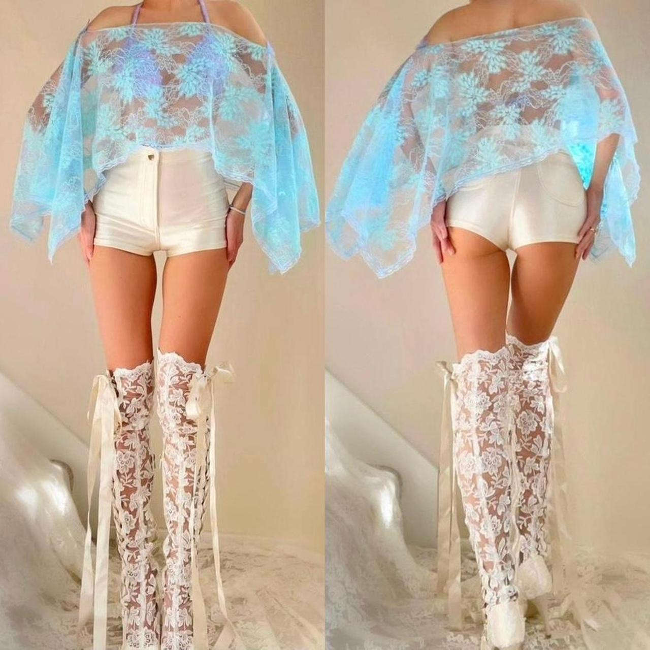 Baby Blue Sparkly Lace Butterfly Poncho