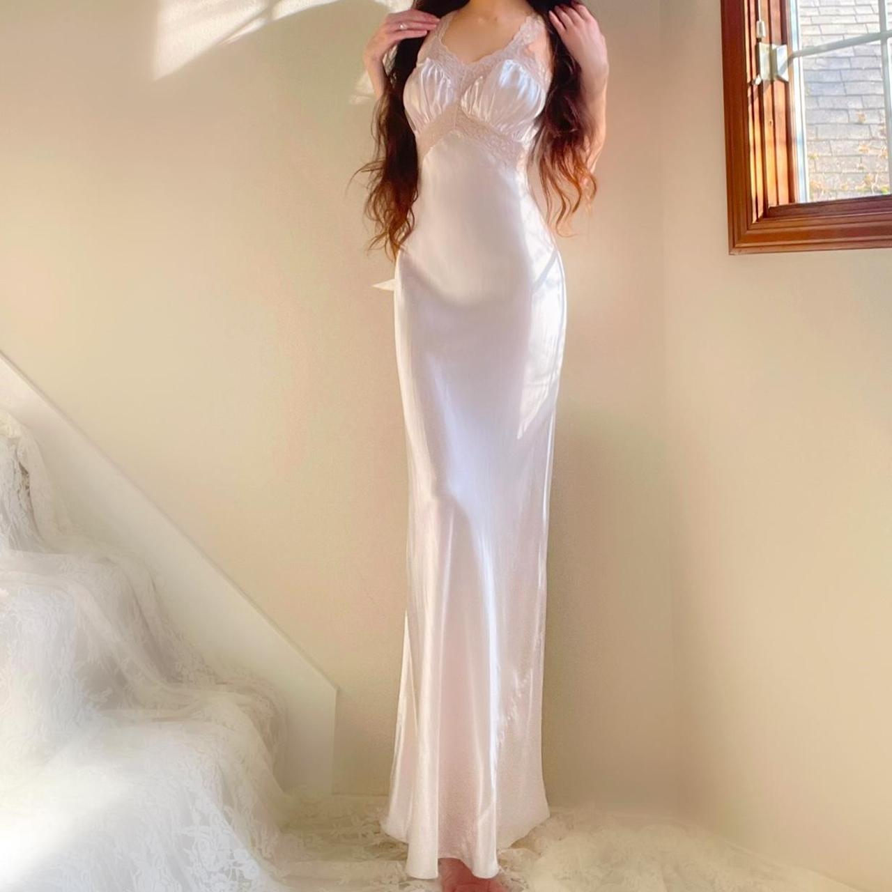 1930s antique pale pink glamorous bias cut lingerie gown