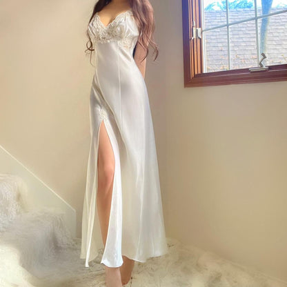 1990s Victoria’s Secret white beaded lace honeymoon bridal lingerie gown