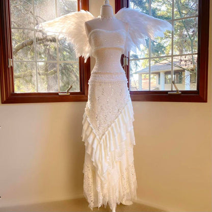 Aphrodite's Angel White Layered Maxi Skirt