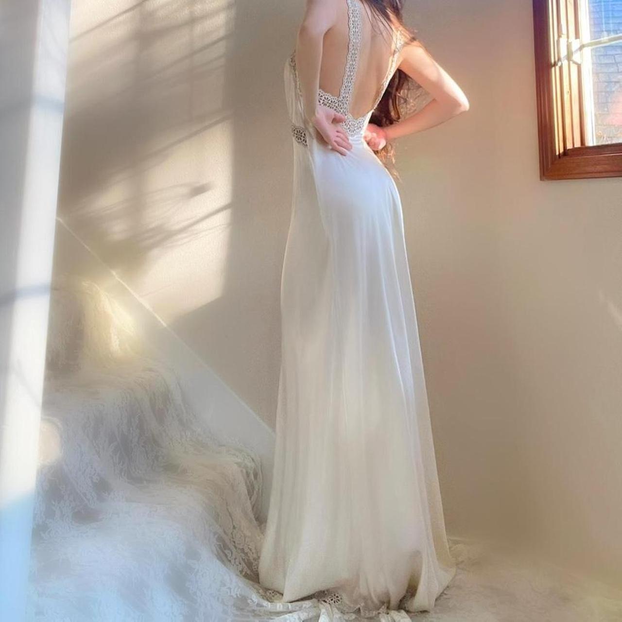 1930s Heavenly Lingerie by Fischer ecru/pale yellow bias cut honeymoon bridal lingerie gown