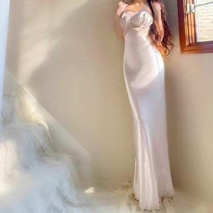 1930s antique pale pink glamorous bias cut lingerie gown