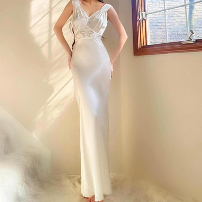 1930s/40s white butterfly honeymoon bridal bias cut lingerie gown